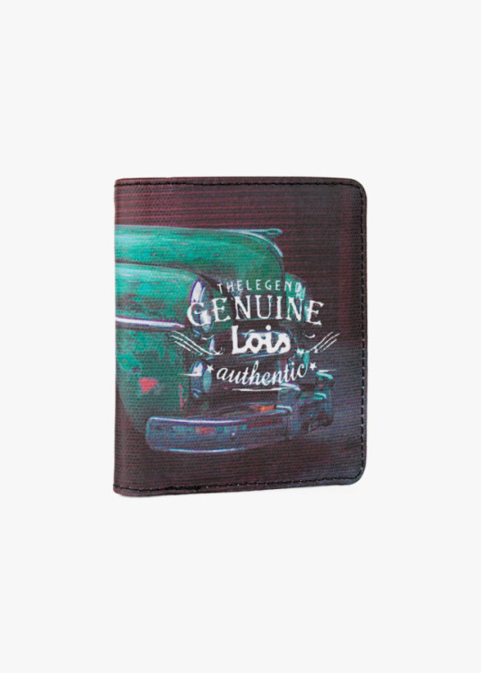 Cartera Billetera Tarjetero de lona estampado coche negro