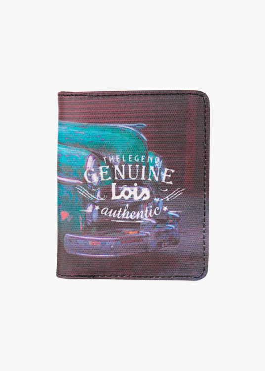 Cartera Billetera Tarjetero de lona estampado coche negro