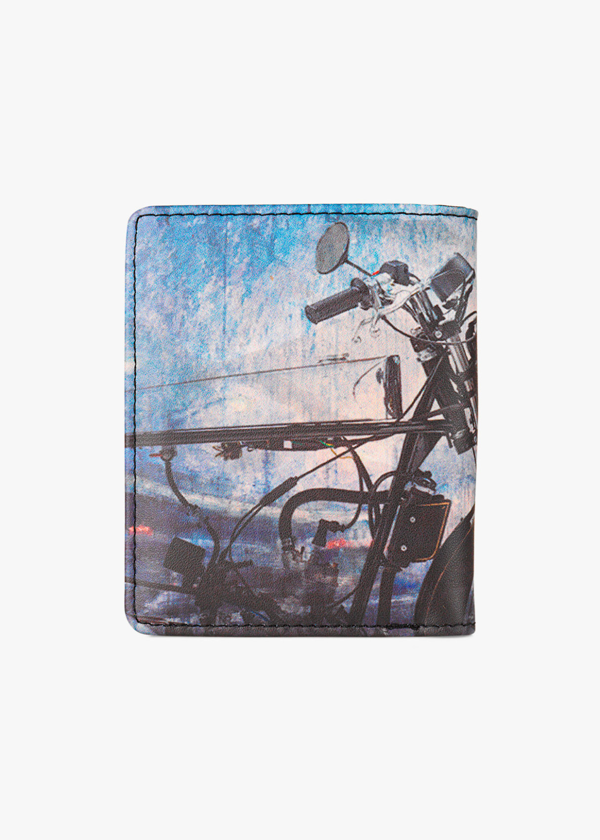 Cartera Billetera tarjetero de polipiel estampado moto azul
