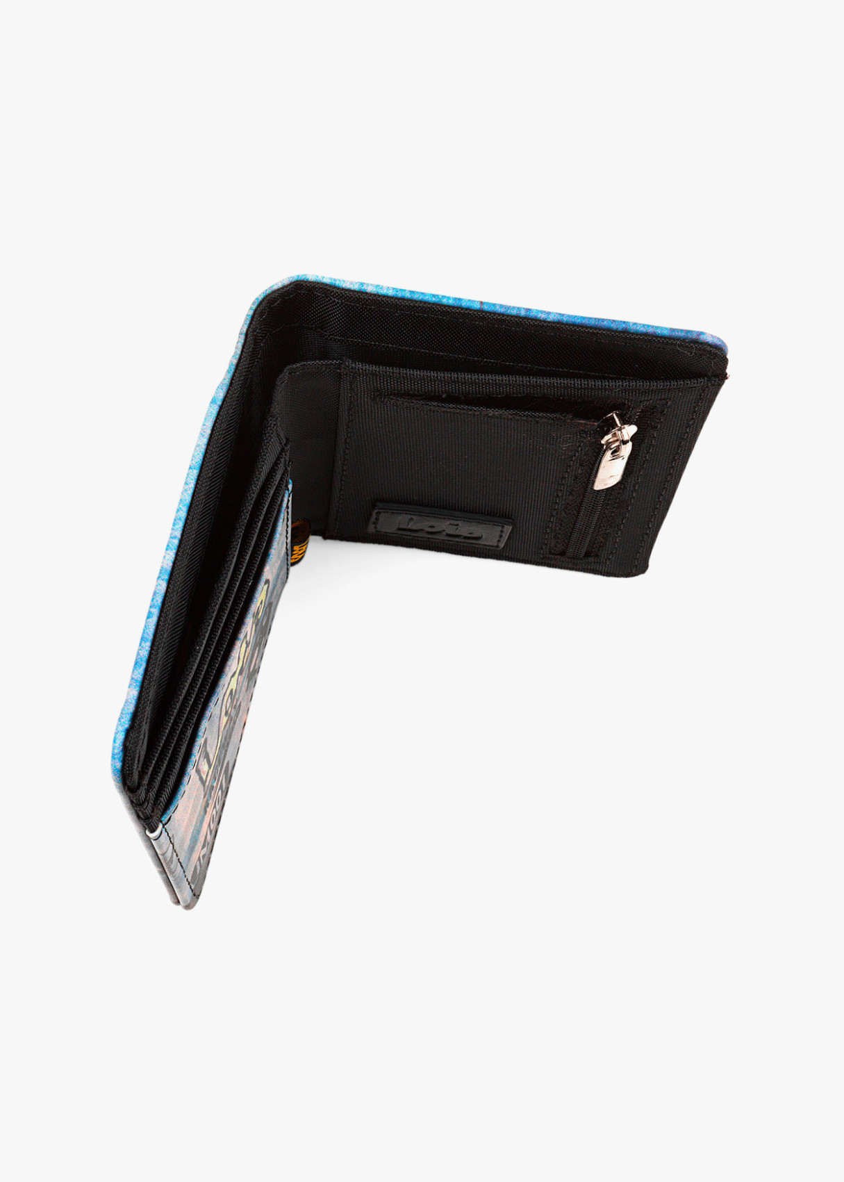 Cartera Billetera tarjetero de polipiel estampado moto azul