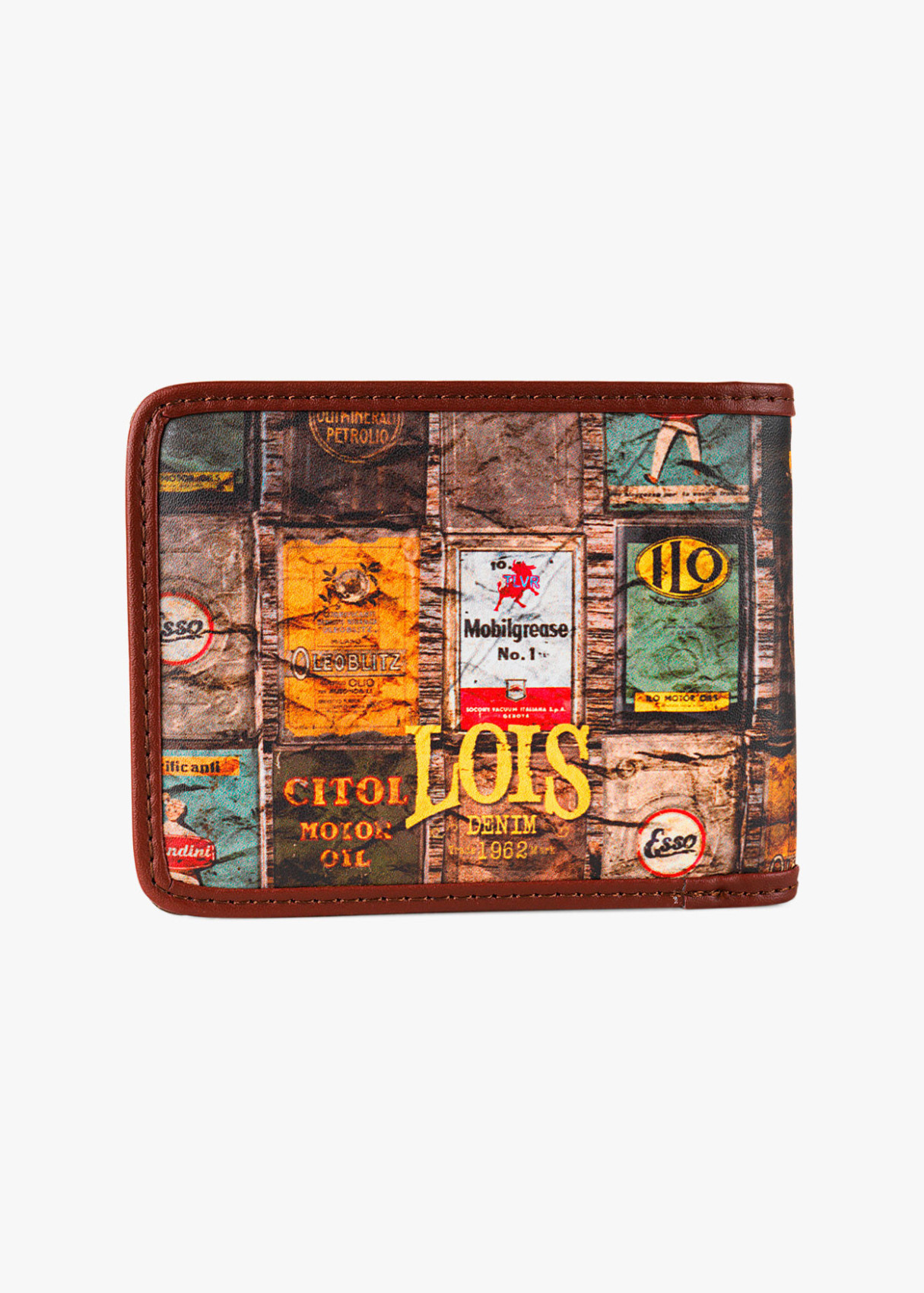 Cartera billeteras tarjetero de lona estampado oeste marrón