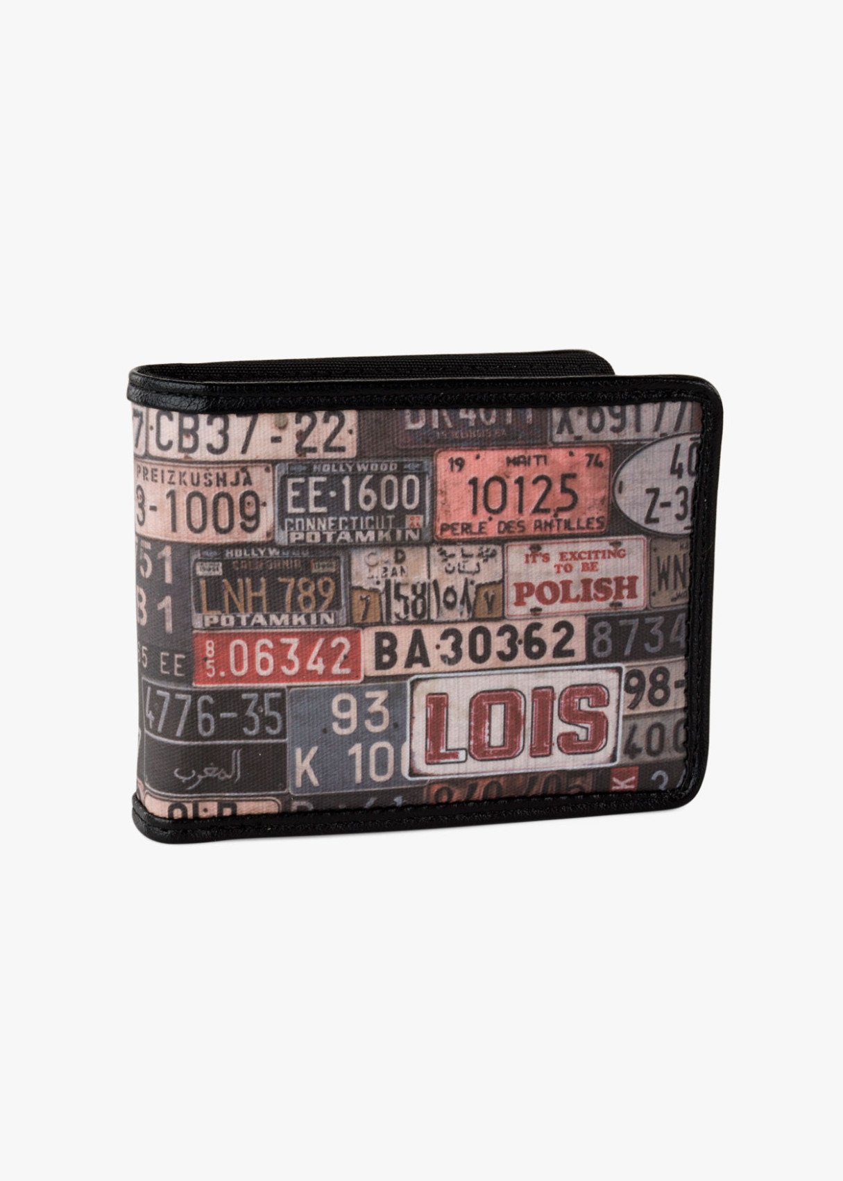 Cartera billetera con tarjetero y monedero estampado Lois Jeans negra