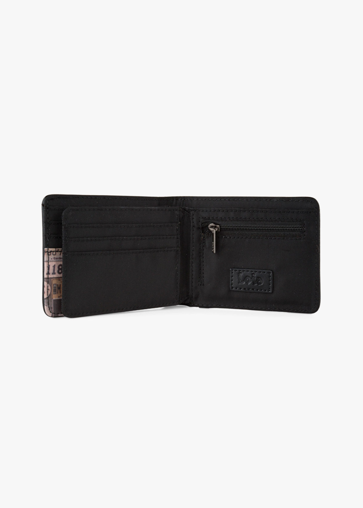 Cartera billetera con tarjetero y monedero estampado Lois Jeans negra