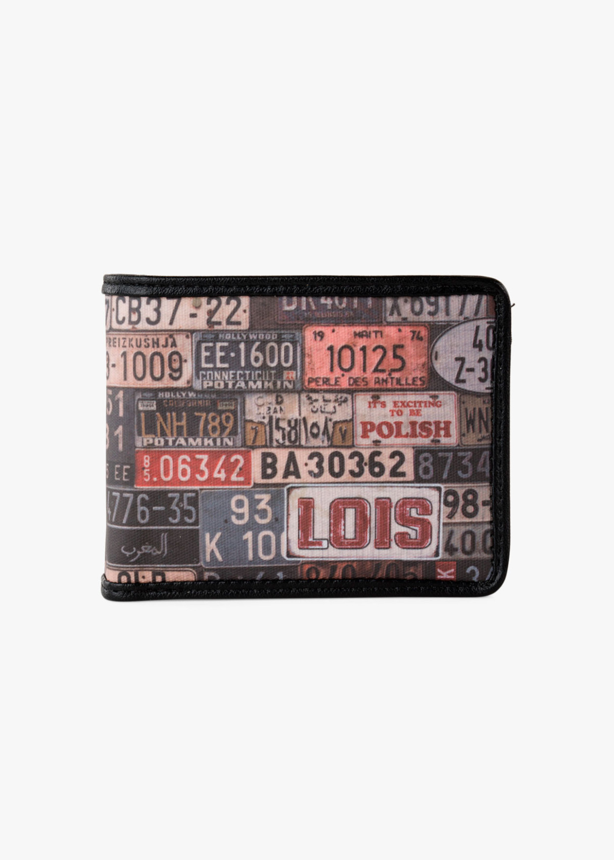 Cartera billetera con tarjetero y monedero estampado Lois Jeans negra