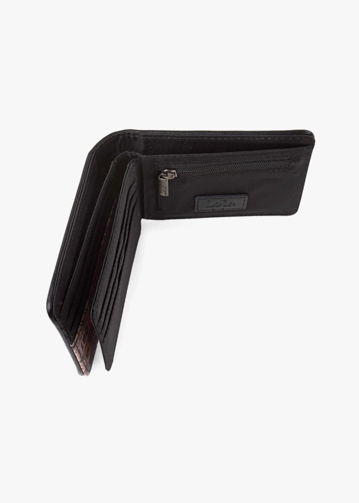 Cartera billetera con tarjetero y monedero estampado Lois Jeans negra