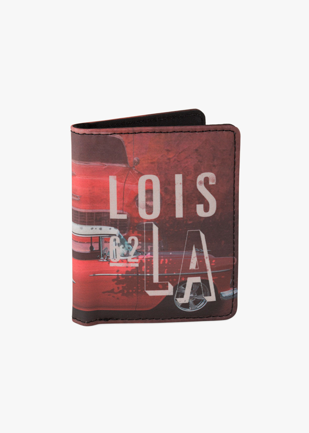 Cartera billetera con tarjetero y monedero horizontal estampado Lois Jeans rojo