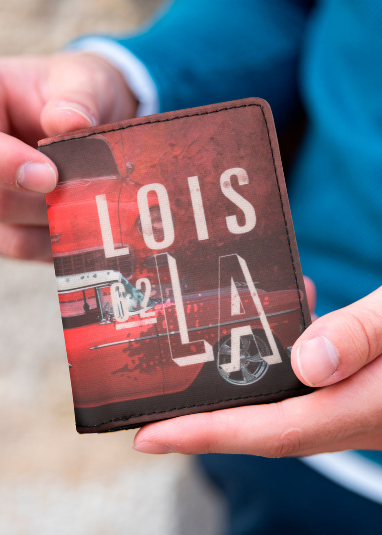 Cartera billetera con tarjetero y monedero horizontal estampado Lois Jeans rojo