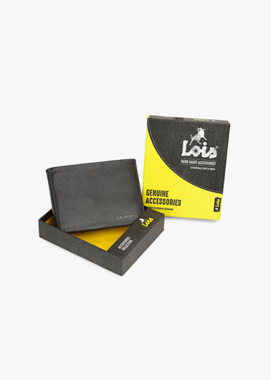 Cartera de piel horizontal clásica marrón oscuro