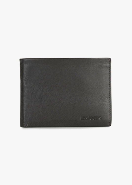 Cartera de piel horizontal clásica marrón oscuro