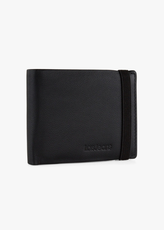 Cartera billetera con tarjetero y monedero elástico negra