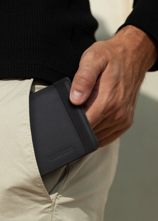 Cartera billetera con tarjetero y monedero elástico negra