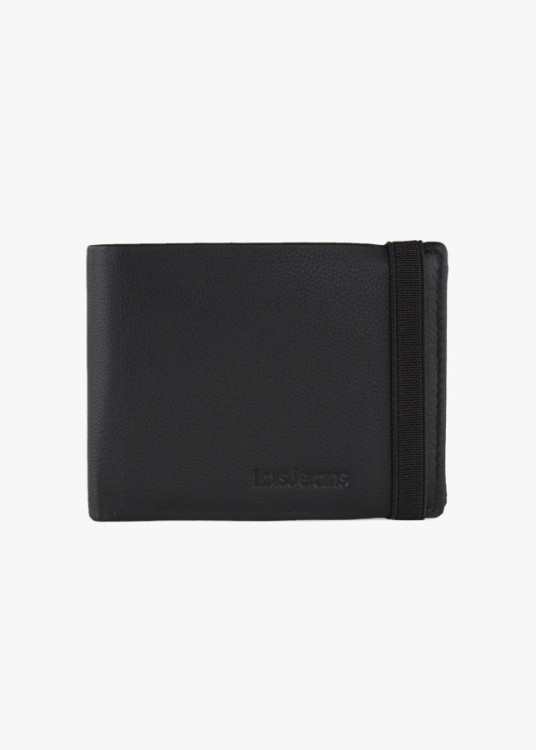 Cartera billetera con tarjetero y monedero elástico negra