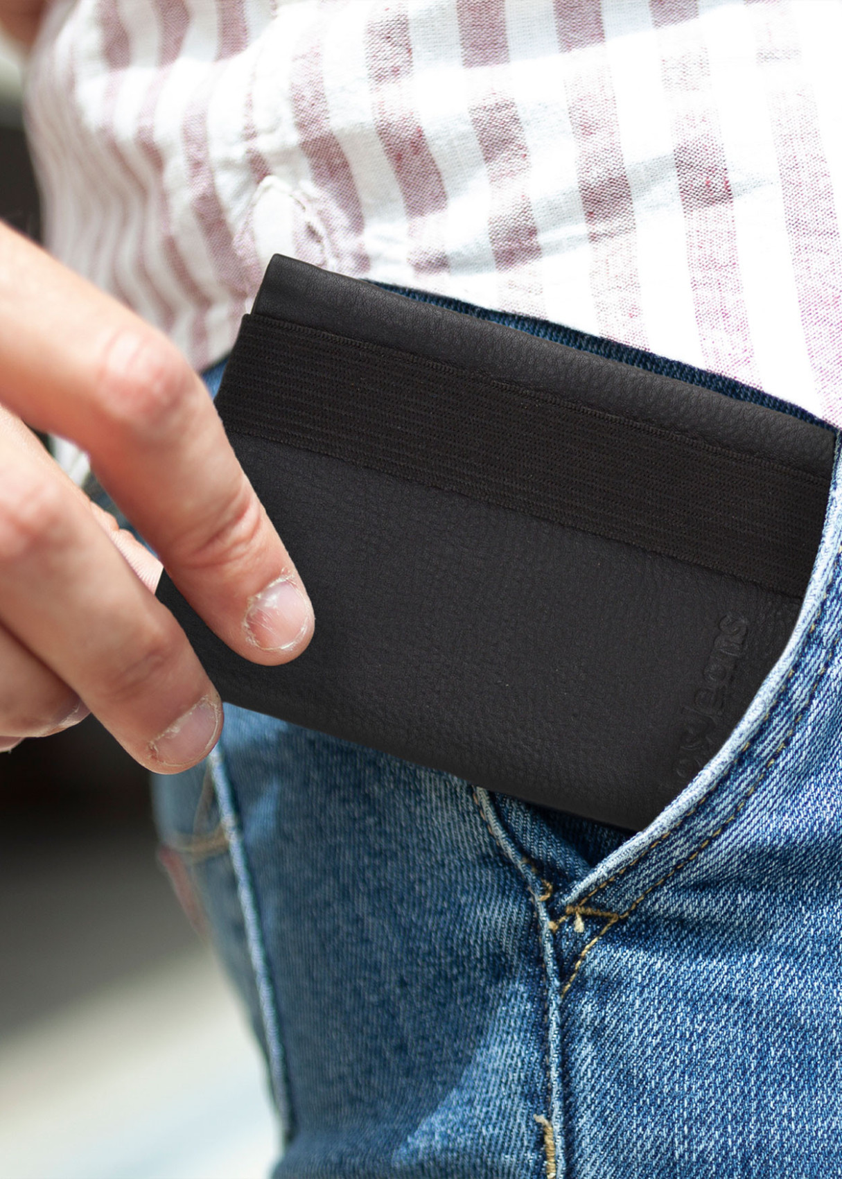 Cartera billetera con tarjetero y monedero cierre elástico negra