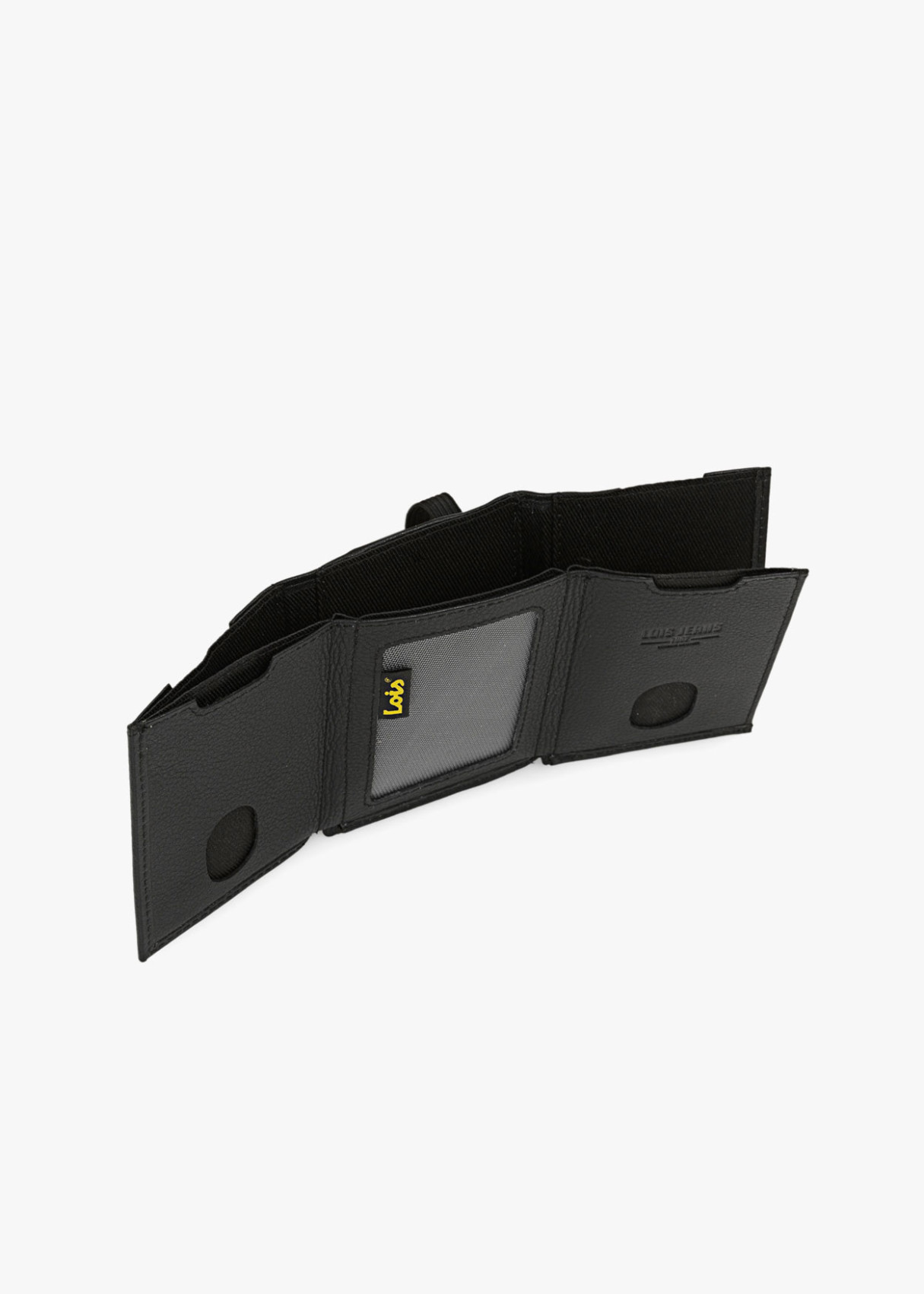 Tarjetero monedero de piel cierre goma negro