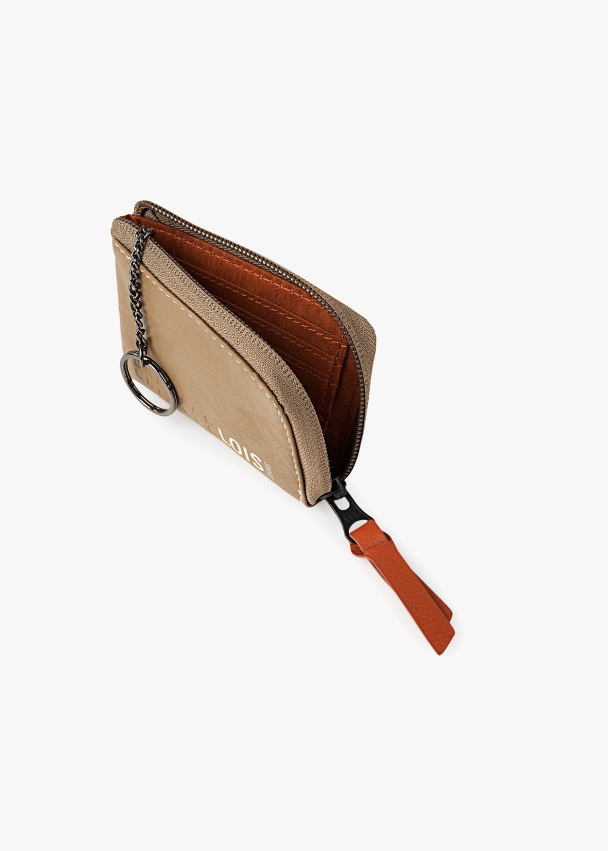 Monedero de piel llavero TEMPLE taupe