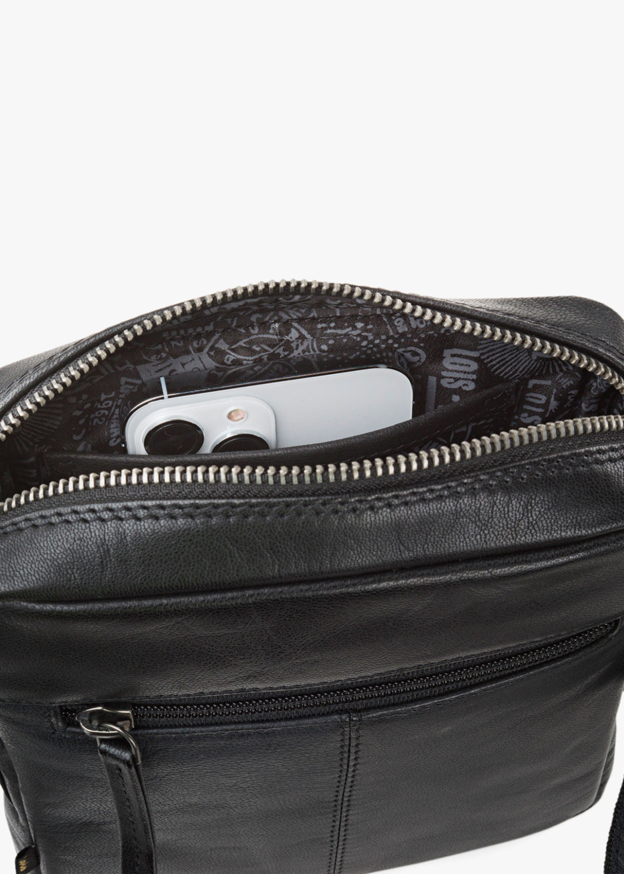 Bandolera ajustable detalle logo con cremallera negra