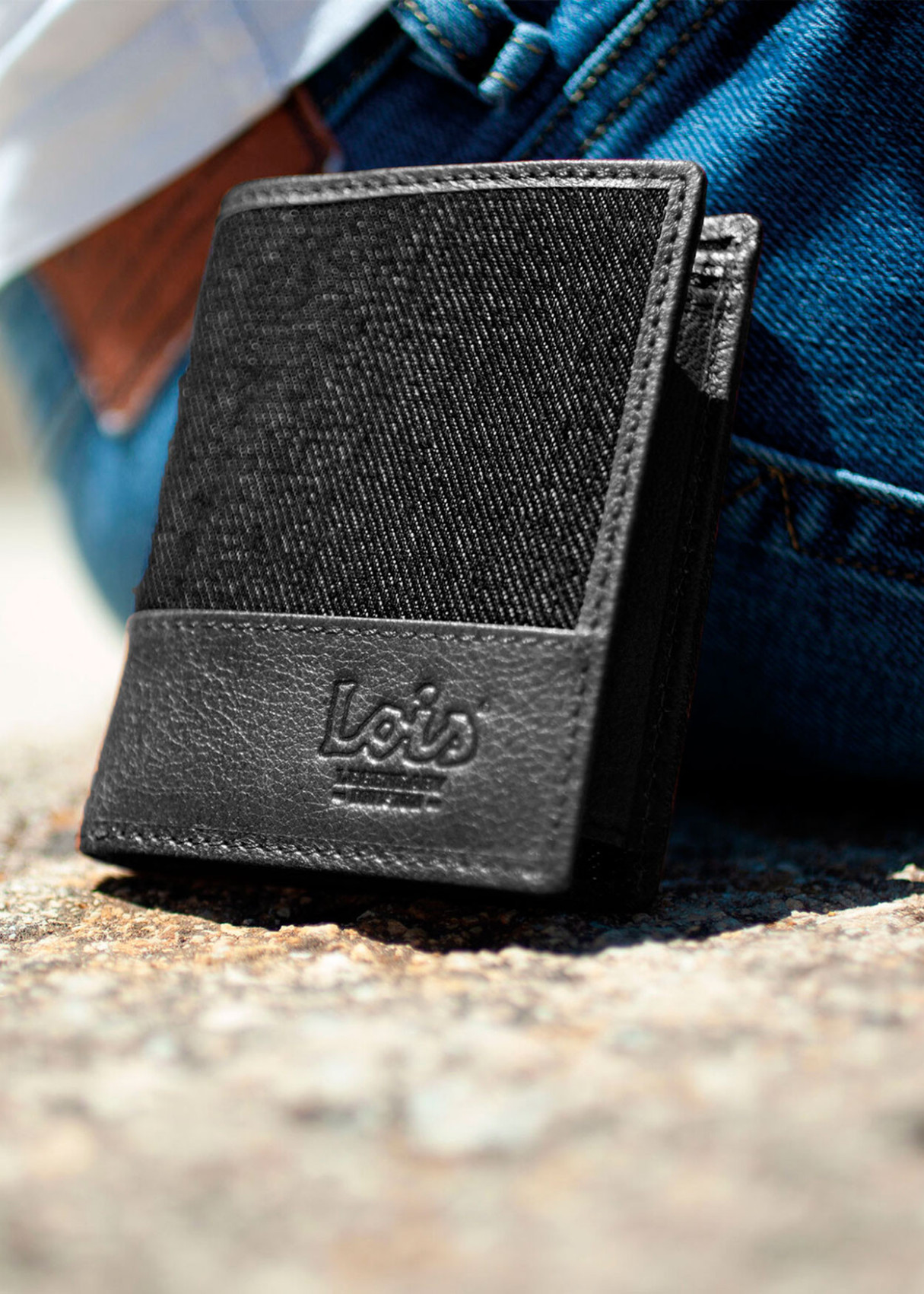 Cartera de lona denim negro