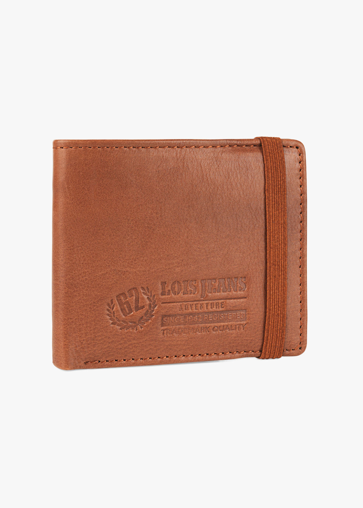 Cartera billetera de piel con tarjetero y monedero elástico cuero