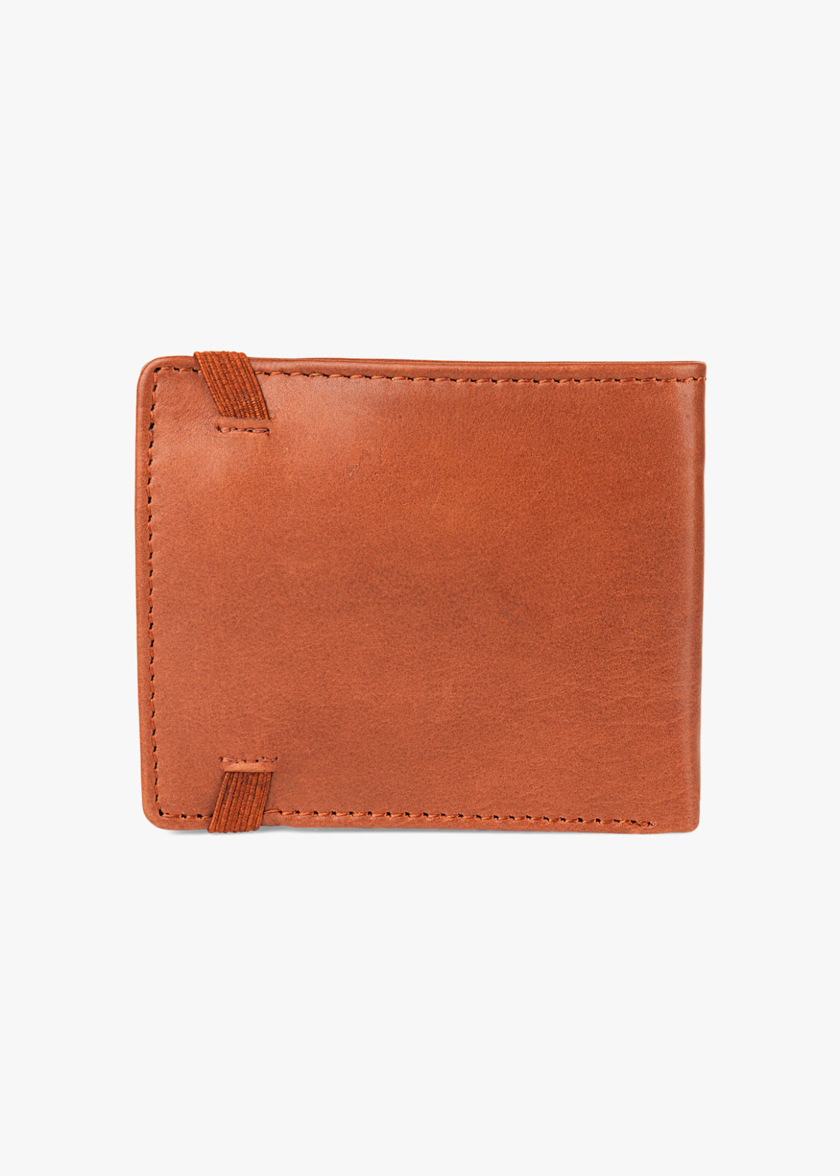 Cartera billetera de piel con tarjetero y monedero elástico cuero marrón