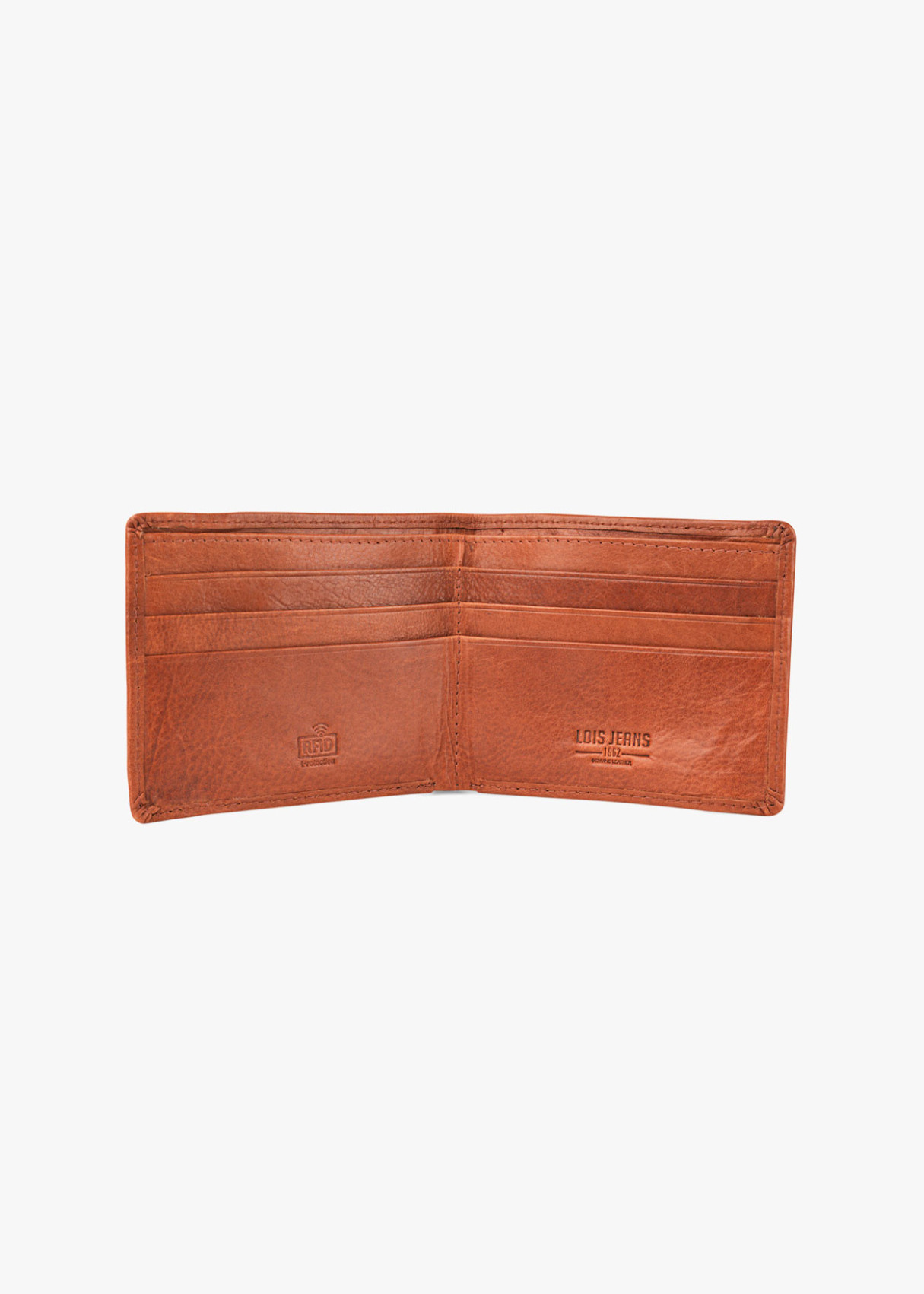 Cartera billetera de piel con tarjetero y monedero elástico cuero marrón