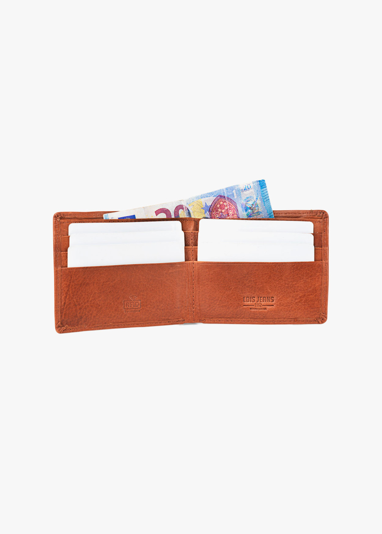 Cartera billetera de piel con tarjetero y monedero elástico cuero marrón