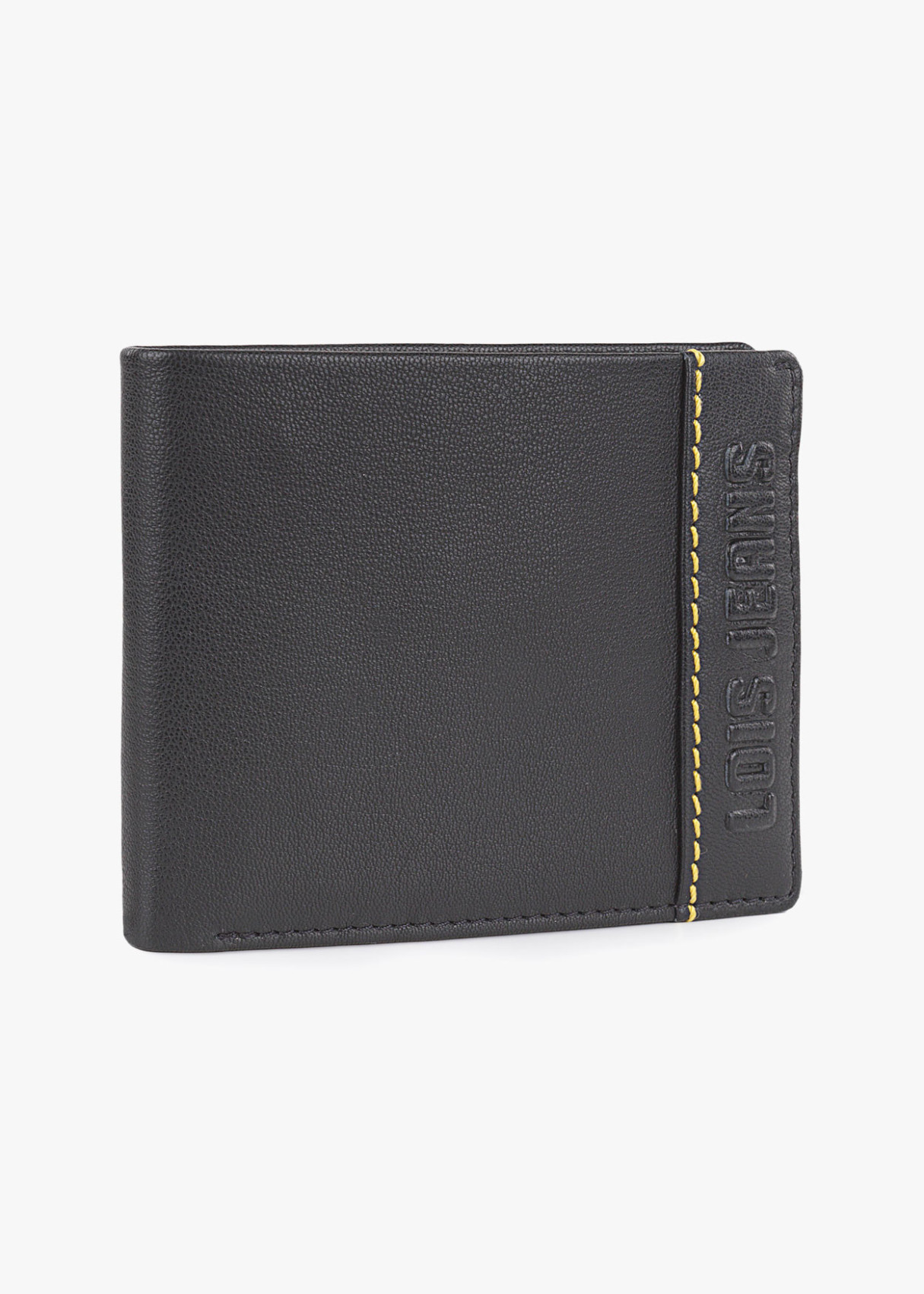 Cartera billetera de Piel con tarjetero detalle pespunte y logo relieve negra