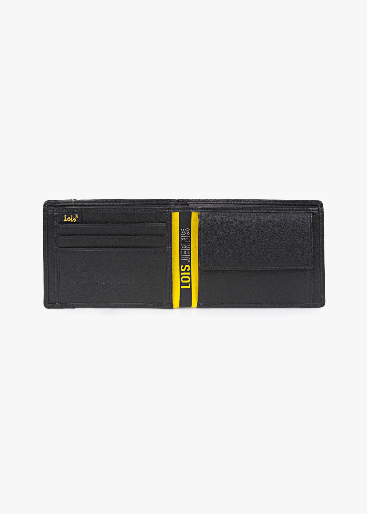 Cartera billetera de Piel con compartimentos negra