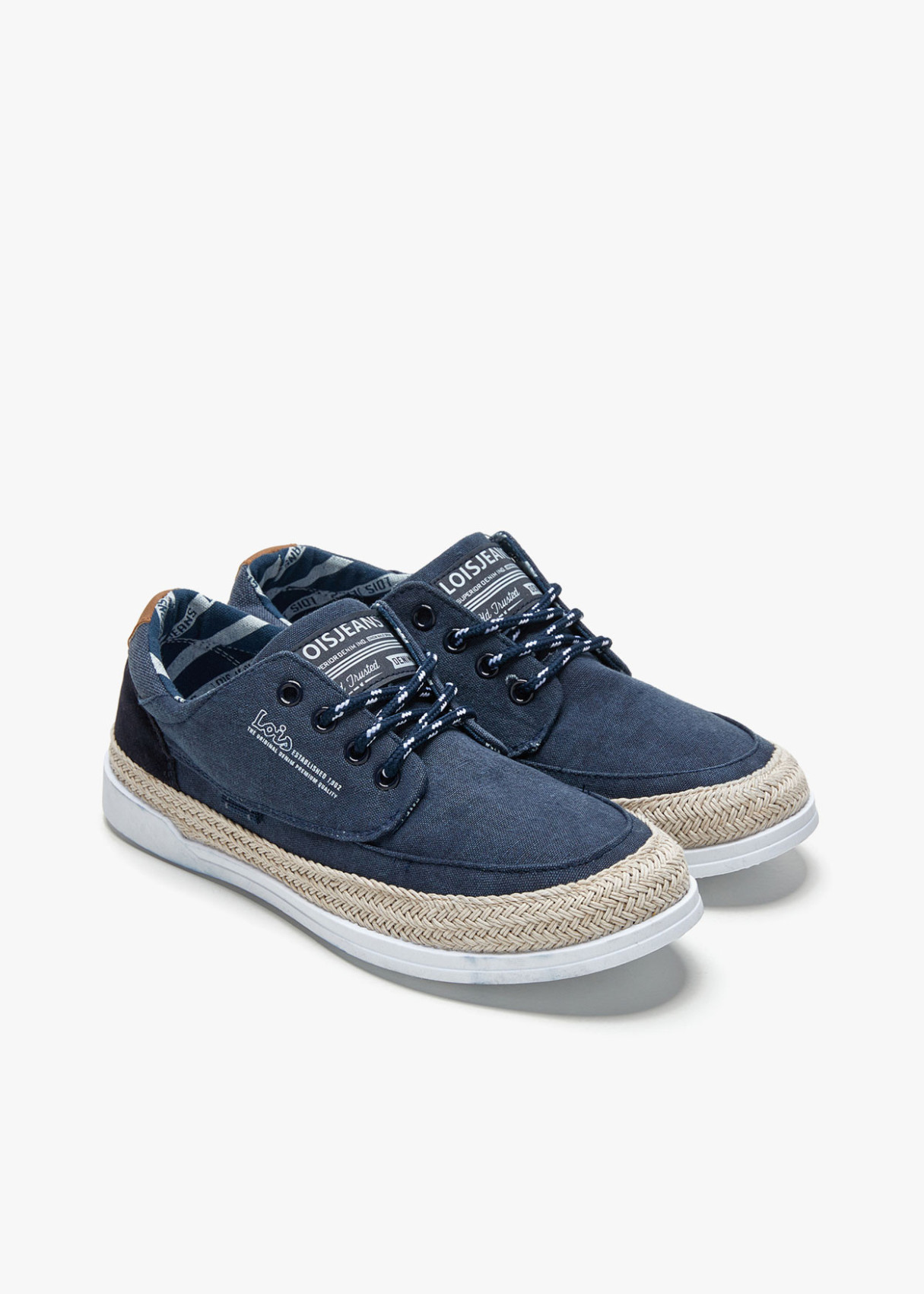 Bambas cordones combinada con yute azul