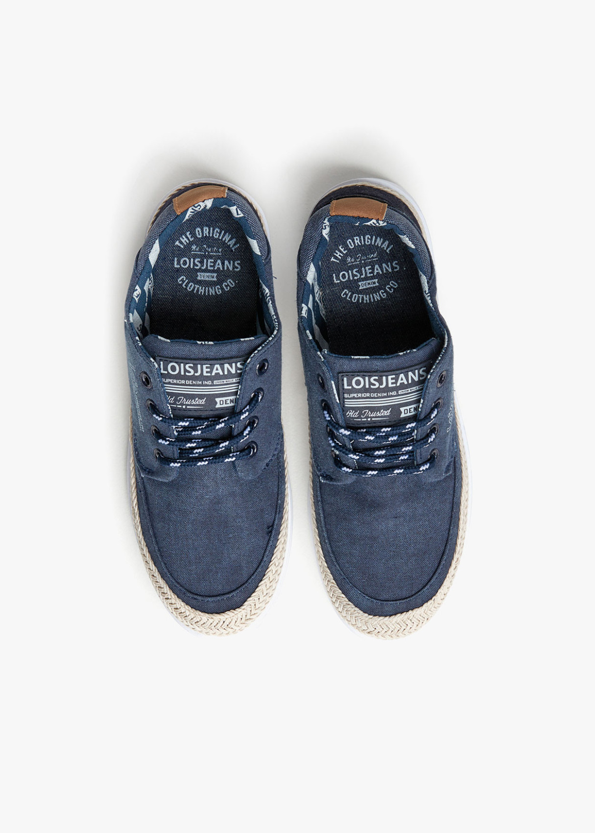 Bambas cordones combinada con yute azul