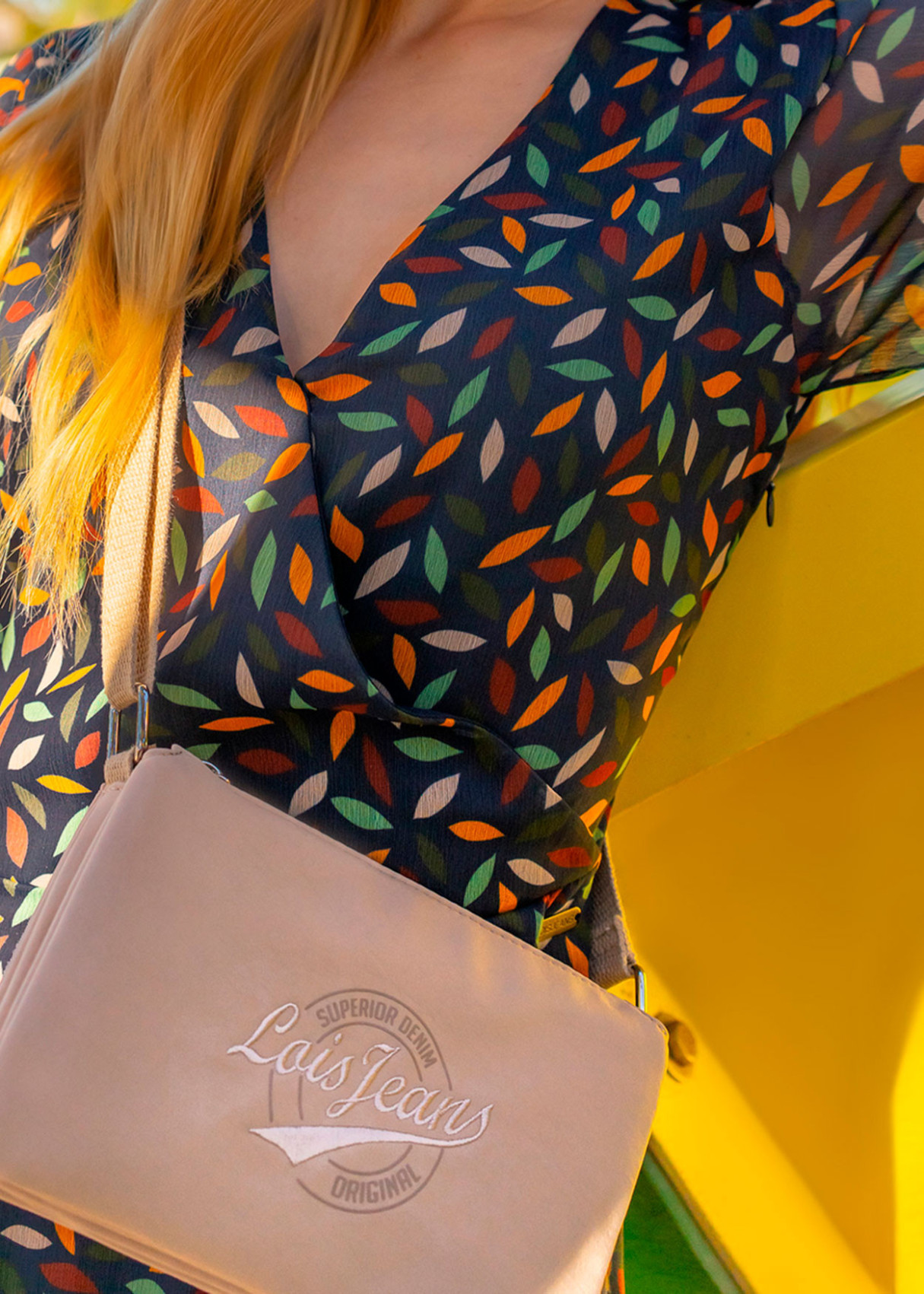 Bolso bandolera doble compartimento ajustable tierra