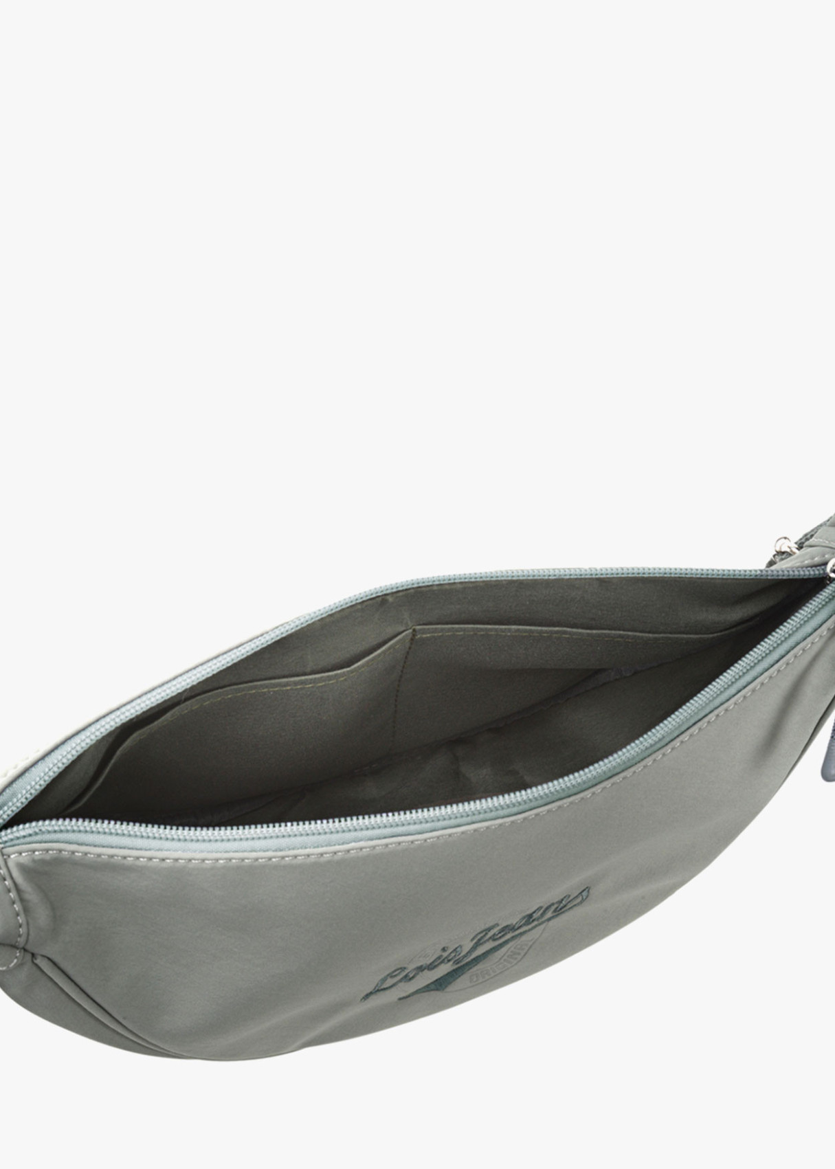 Bolso bandolera ajustable ovalado monocolor con cremallera gris