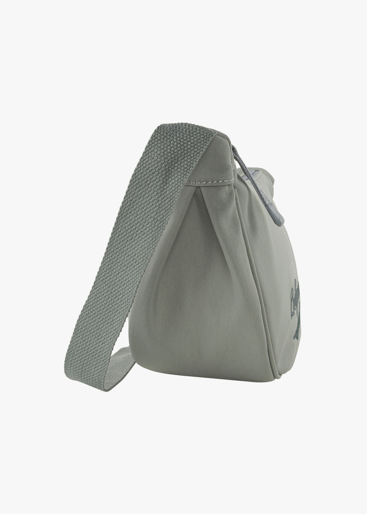 Bolso bandolera ajustable ovalado monocolor con cremallera gris