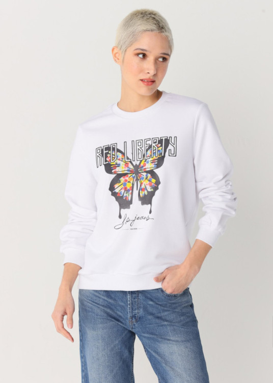 Sudadera estampada mariposa blanca