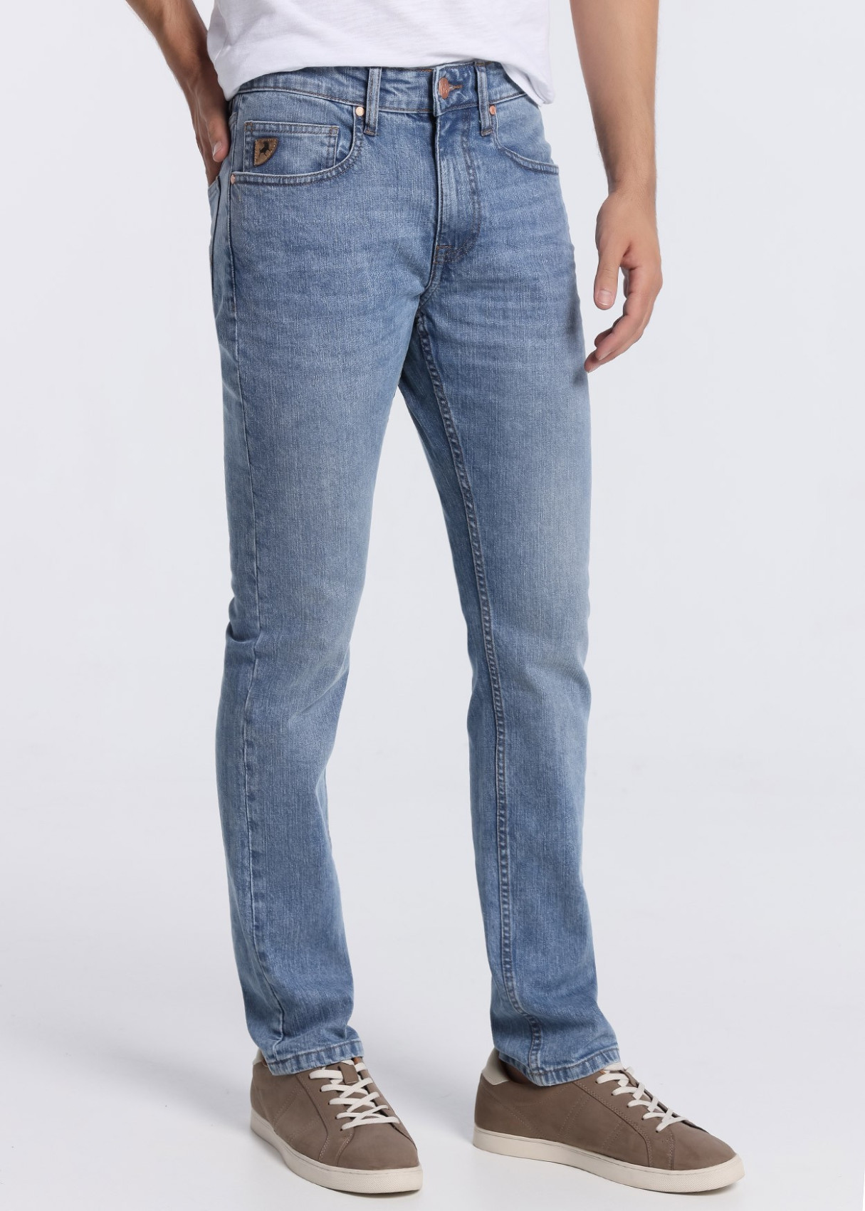 Vaqueros Slim Cintura Media tejido algodón Premium FORD-BROWN azul