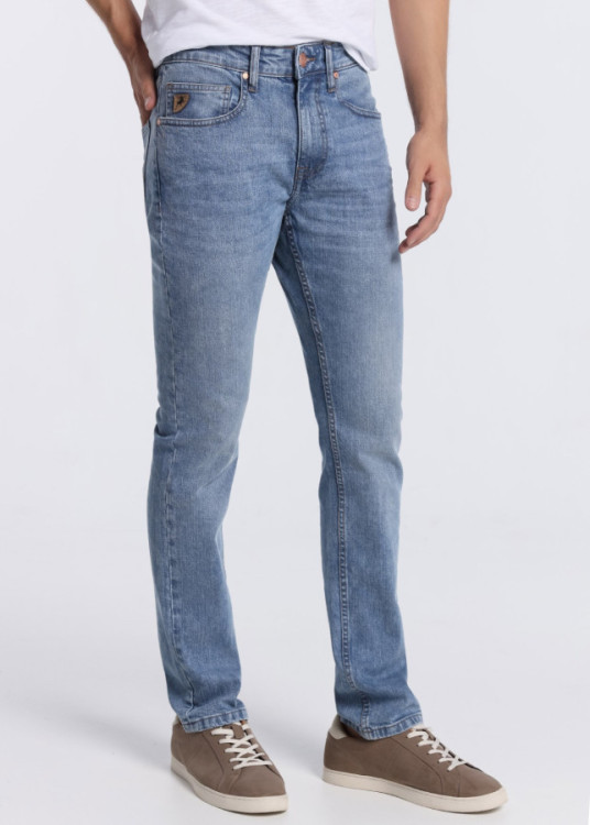 Vaqueros Slim Cintura Media tejido algodón Premium FORD-BROWN azul
