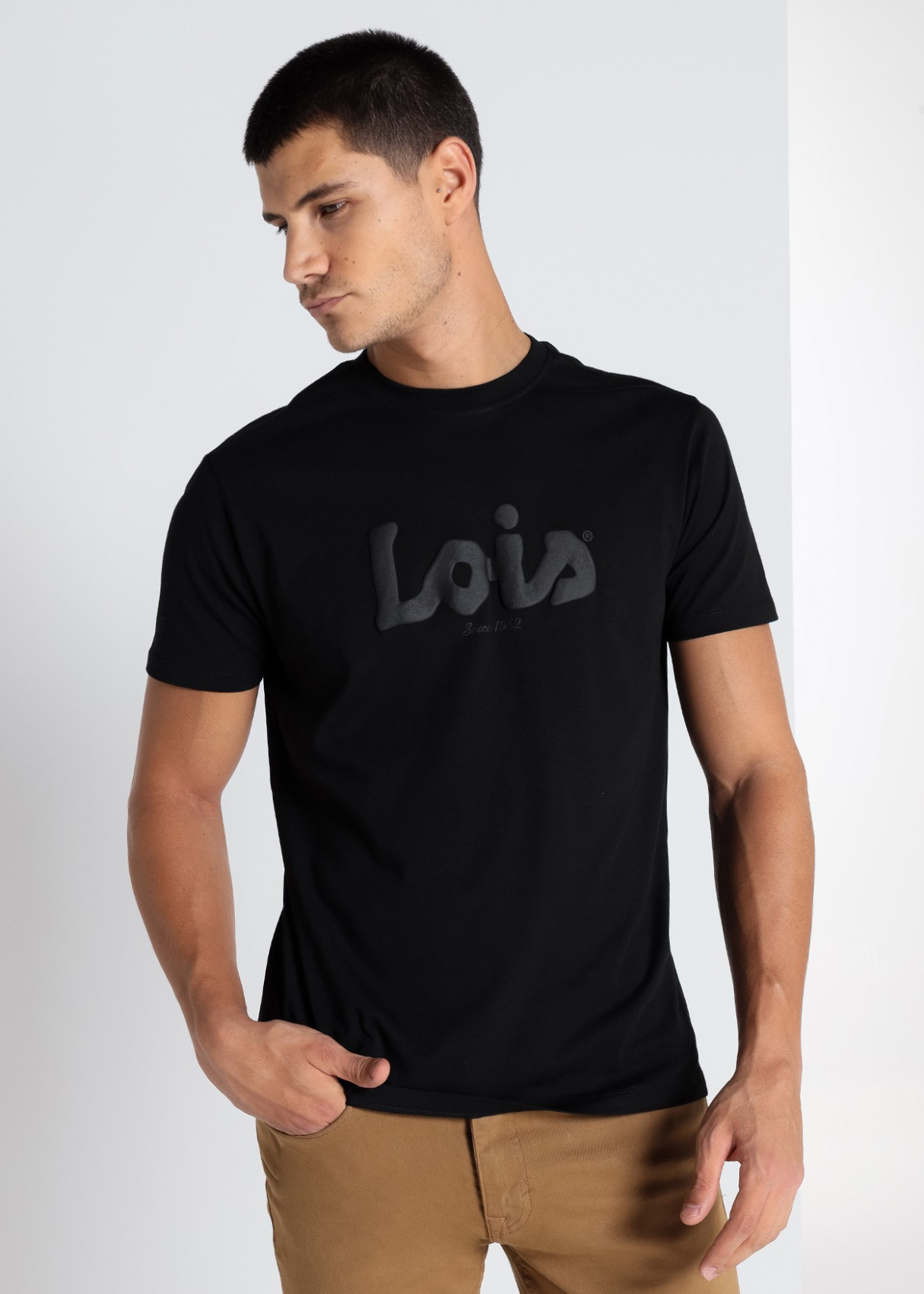 Camiseta manga corta Básica Puff Print negra