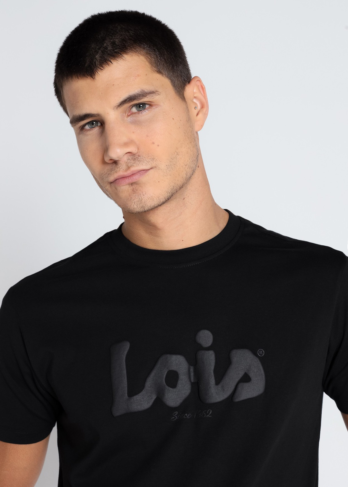 Camiseta manga corta Básica Puff Print negra