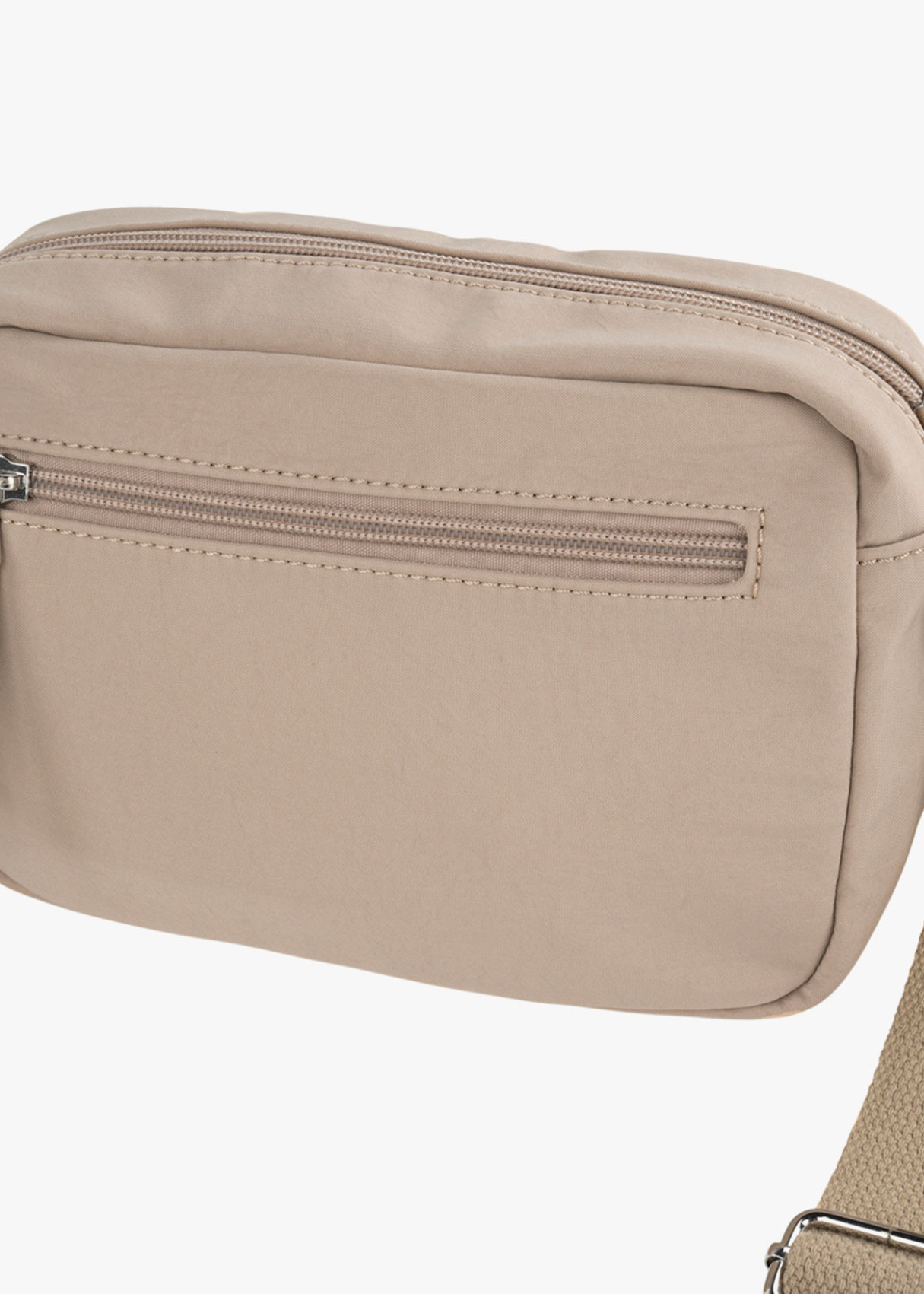 Bolso bandolera ajustable con cremallera beige