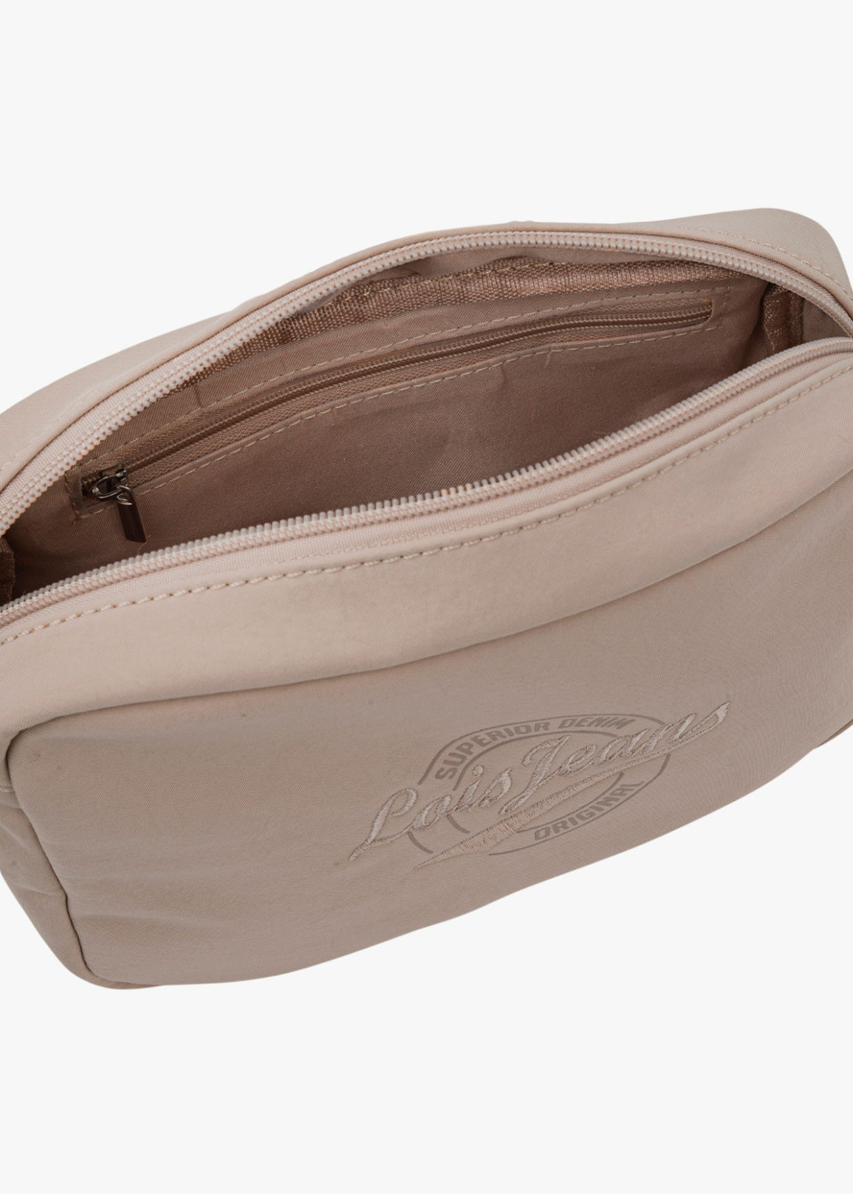 Bolso bandolera ajustable con cremallera beige