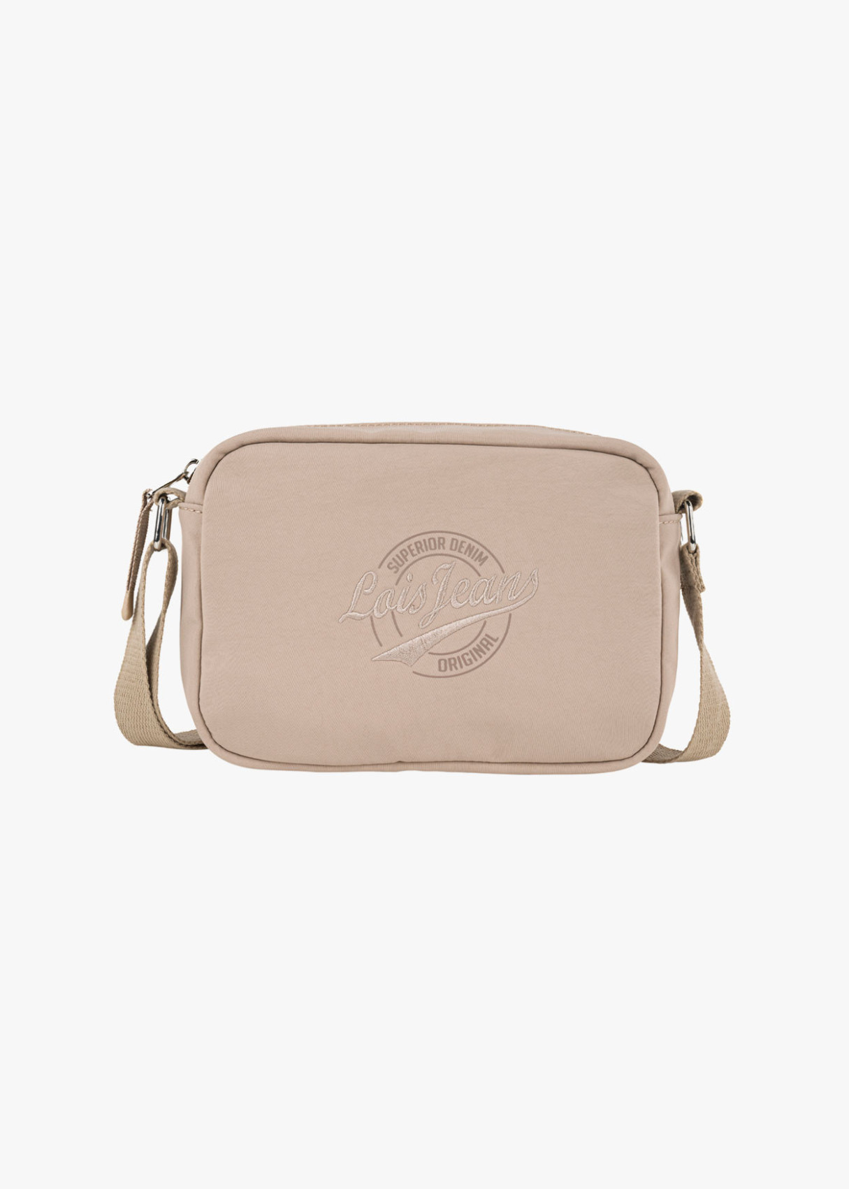 Bolso bandolera ajustable con cremallera beige