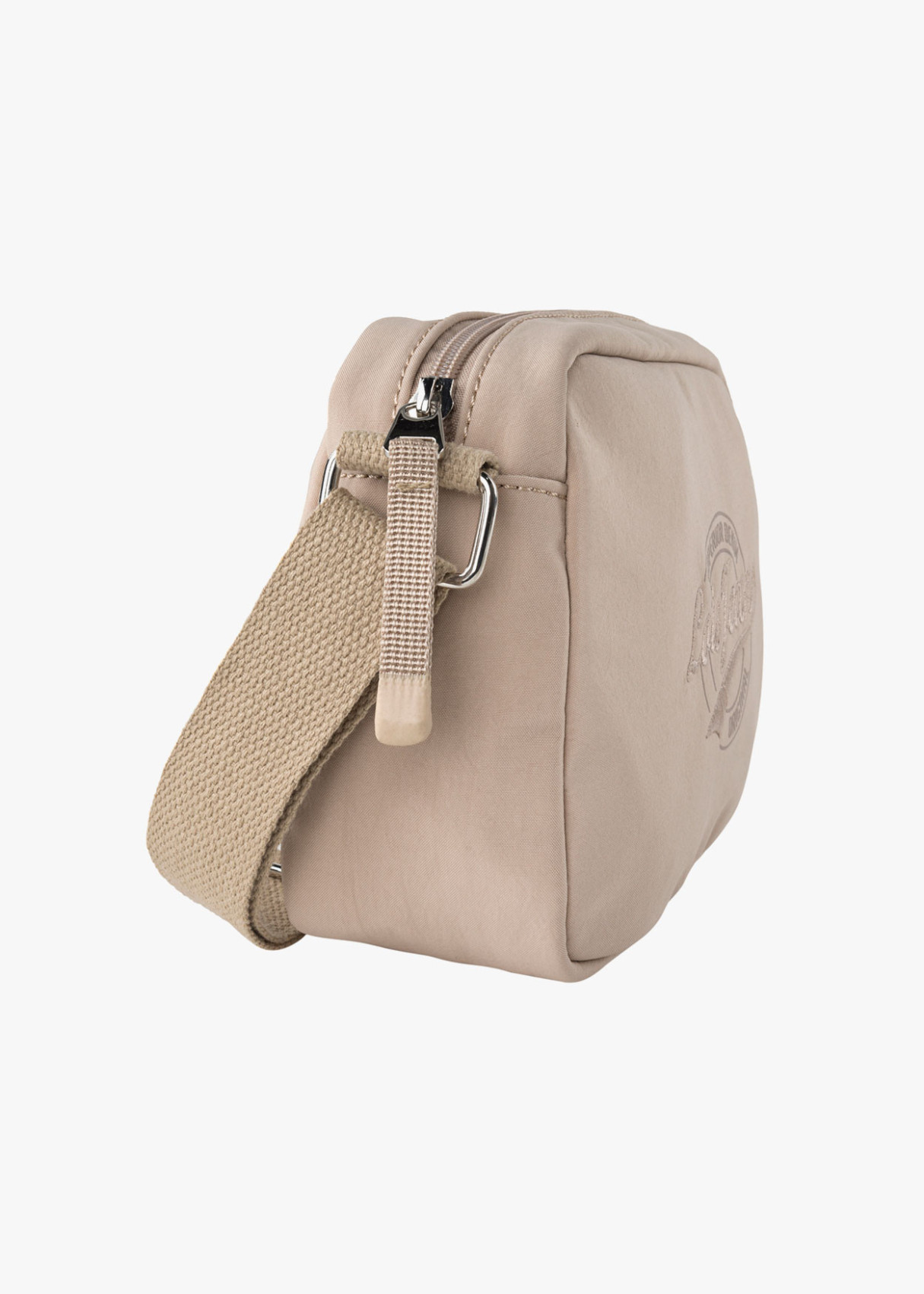 Bolso bandolera ajustable con cremallera beige