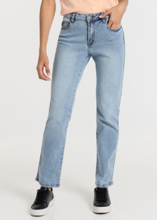Jeans grises para mujer, pantalones casuales de cintura media