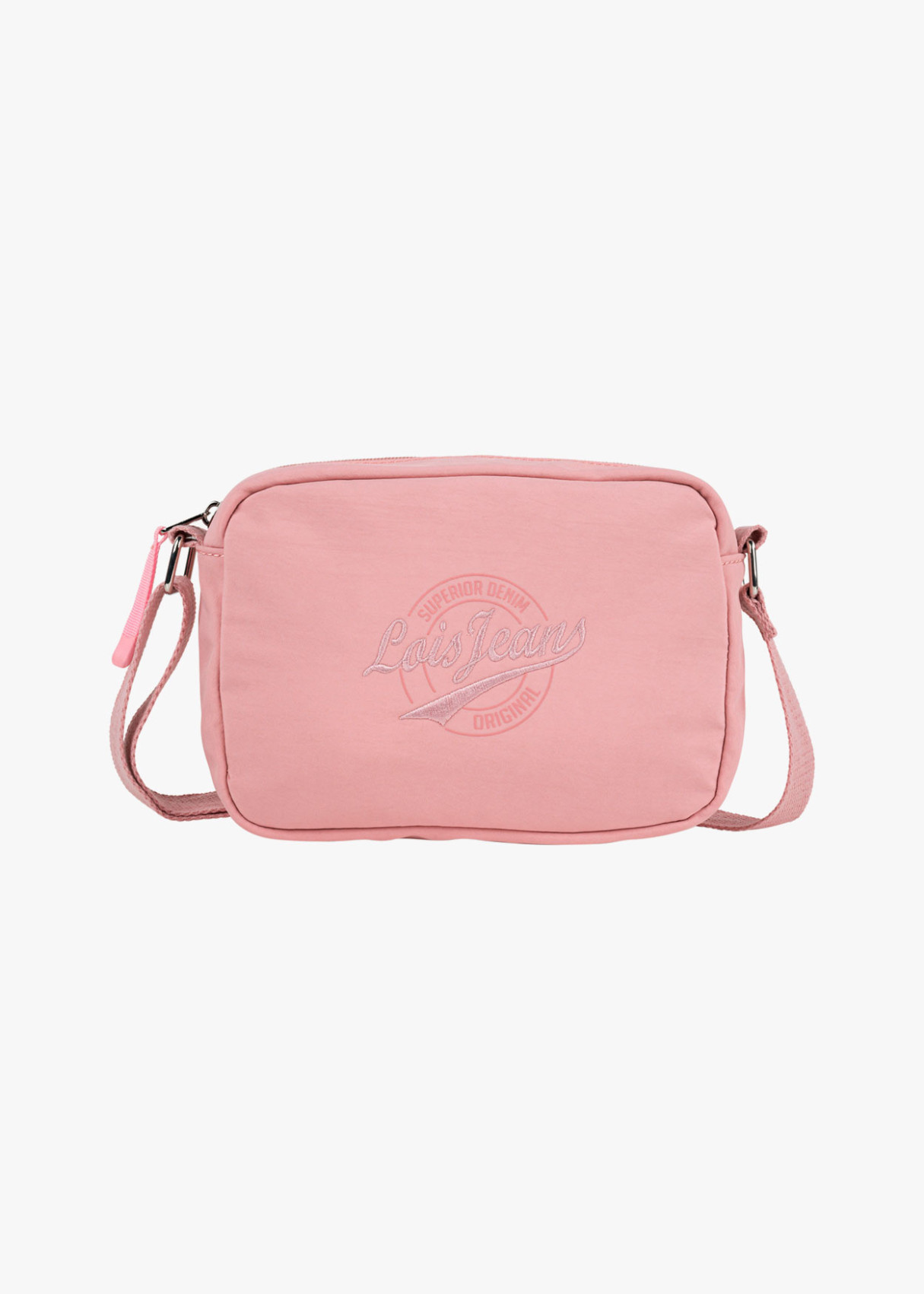 Bolso bandolera ajustable con cremallera rosa